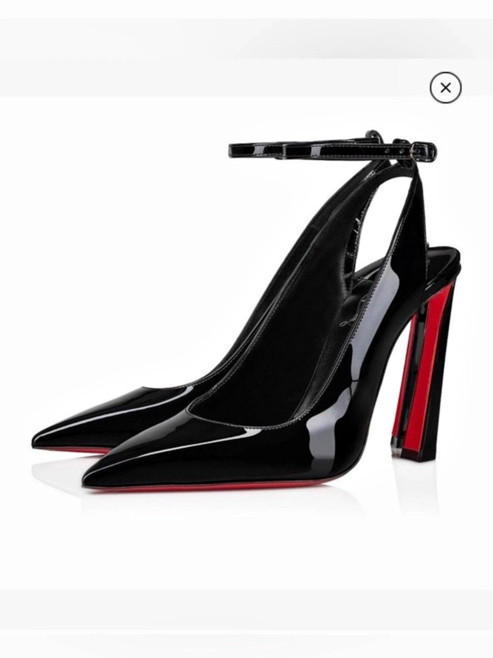 Christian Louboutin Condora Sling 100 Patent Black Patent Heels Black & Red EU